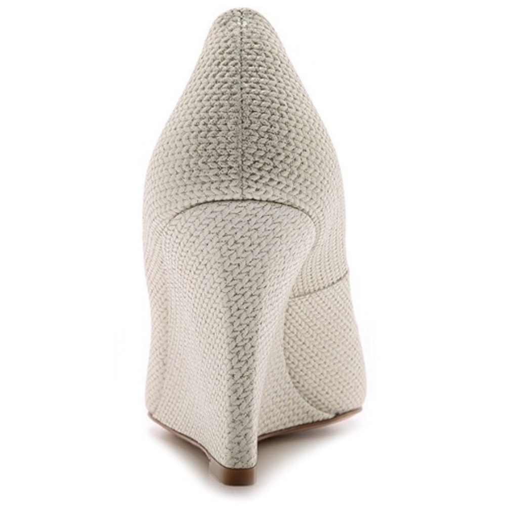 L.K. Bennett Erica Soft Gold high wedge, glitter knitted print size 37 - Picture 6 of 12